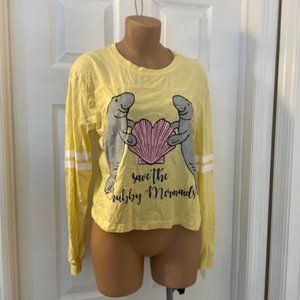Save The Chubby Mermaids Long Sleeve Tee Shirt Manatee Small